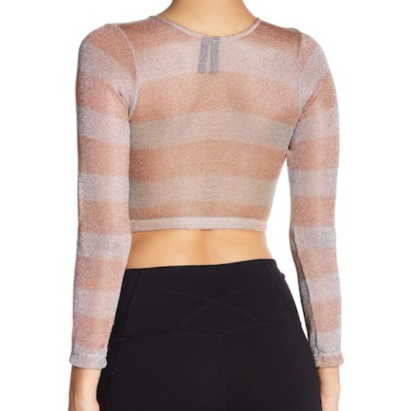 Sam Edelman Metallic Open Knit Crop Top - Picture 2 of 4